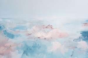 Abstract oil painting depicting soft atmospheric pastel clouds i, a Photo by Studio ANNA