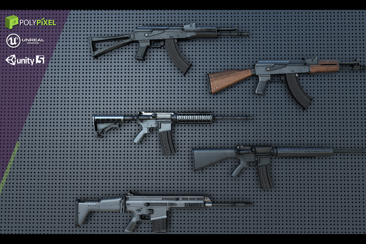 Weapon Pack: Assault Rifles, an Object 3D Model by PolyPixel (Photo 1 of 9)