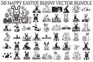 Happy Easter Bunny Vector Bundle, an Illustration by jahid234