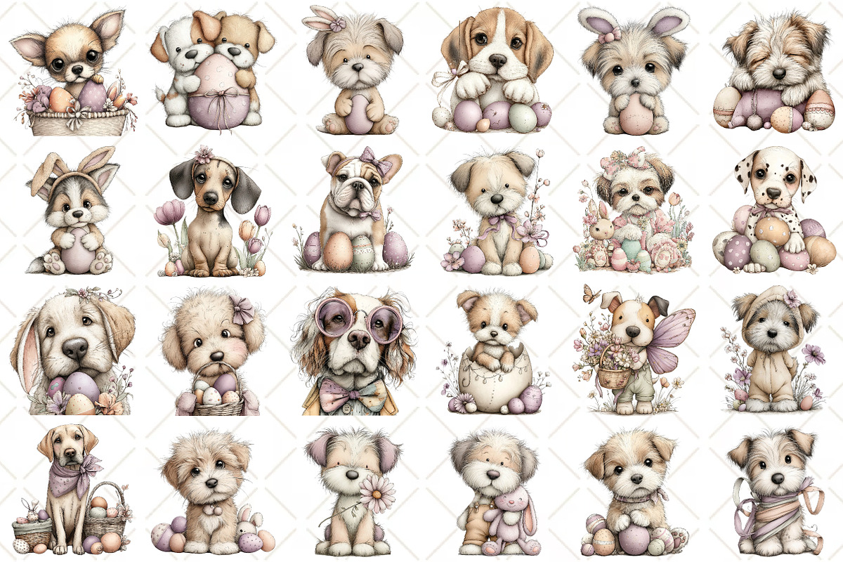 Whimsical Easter Dog Clipart PNG, an Illustration by Black Bird Studio (Photo 2 of 5)