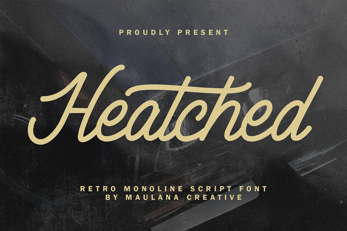 Heatched Monoline Script Font Retro, a Script Font by Maulana Creative (Photo 1 of 7)