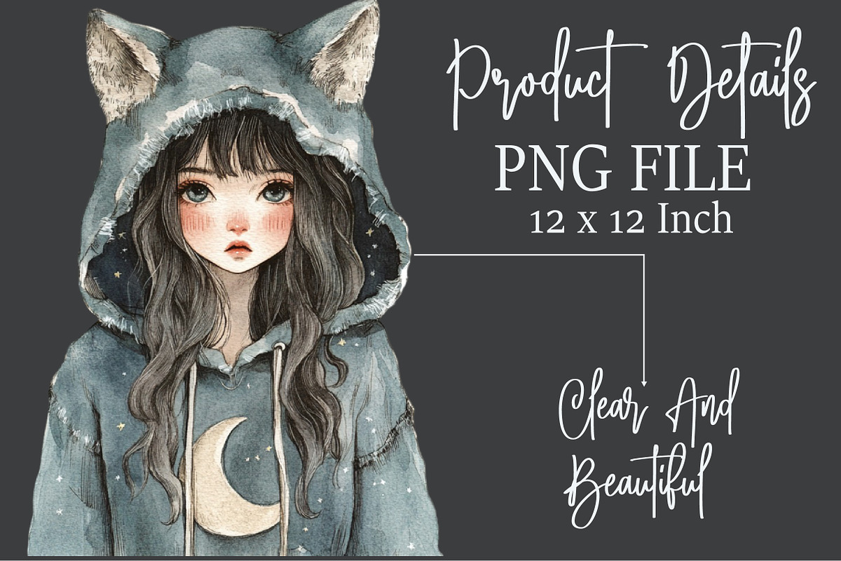 Whimsical Quirky Spooky Girl Clipart, an Illustration by Rose Art (Photo 6 of 7)