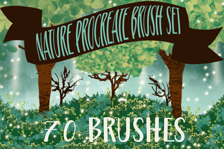 Nature Procreate 70 Brushes, a Brush Add-On by Luna Y Mar