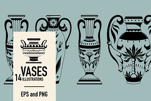 Vases. Graphic Clipart Patterns.