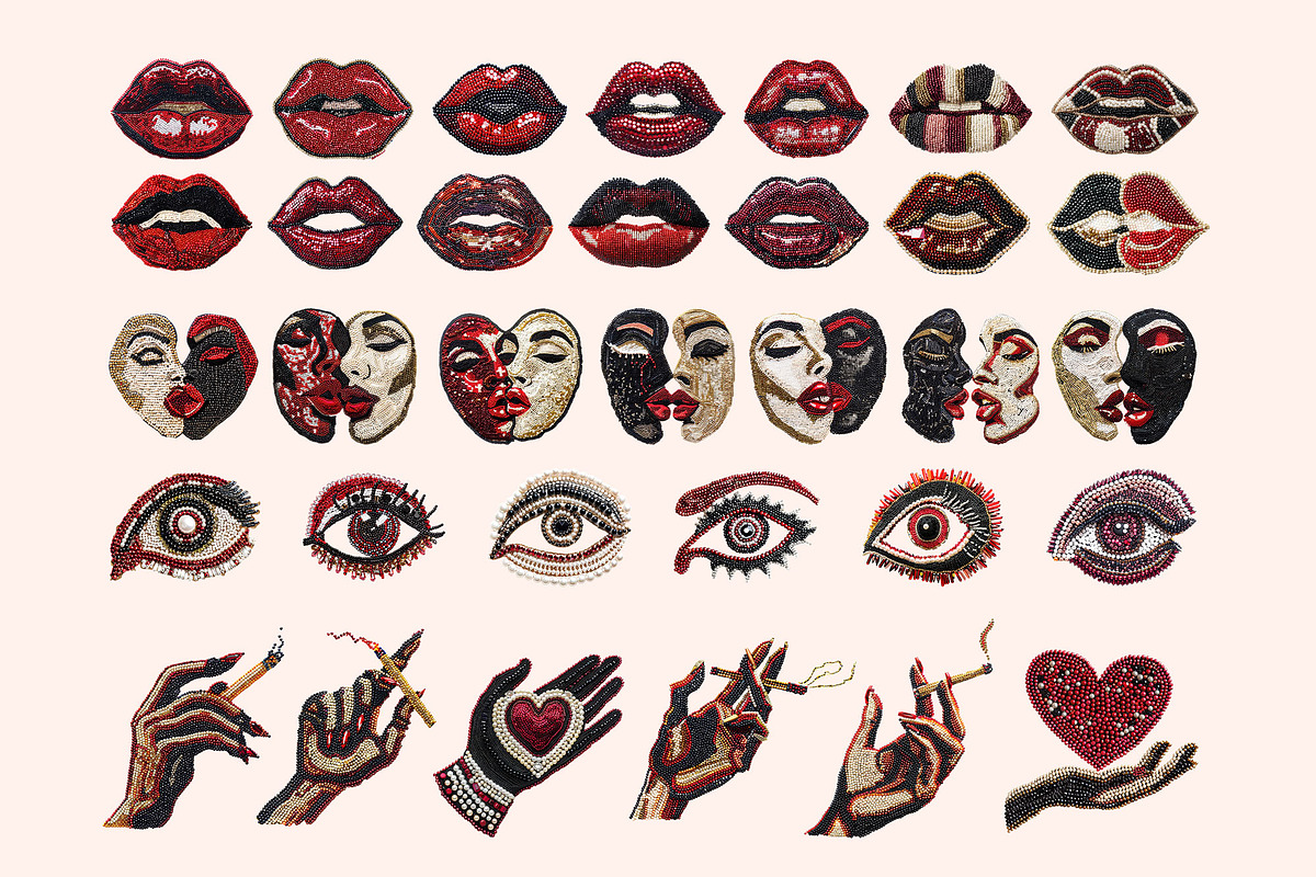 Love Beaded Embroidery Clipart Set, an Object Graphic by Olha Kostiuk (Photo 6 of 10)