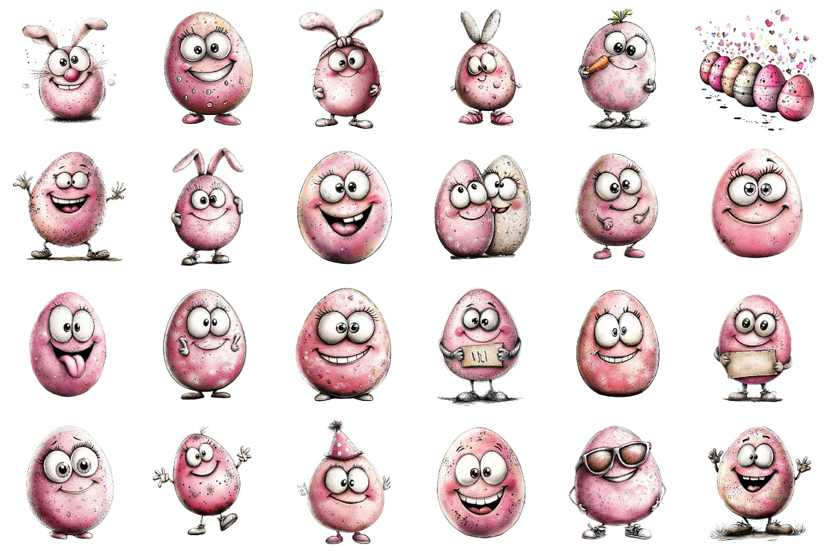Whimsical Funny Easter Eggs Clipart, an Illustration by designcity5 (Photo 2 of 5)