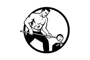 Foundry Worker Pouring Metal Retro, an Illustration by patrimonio