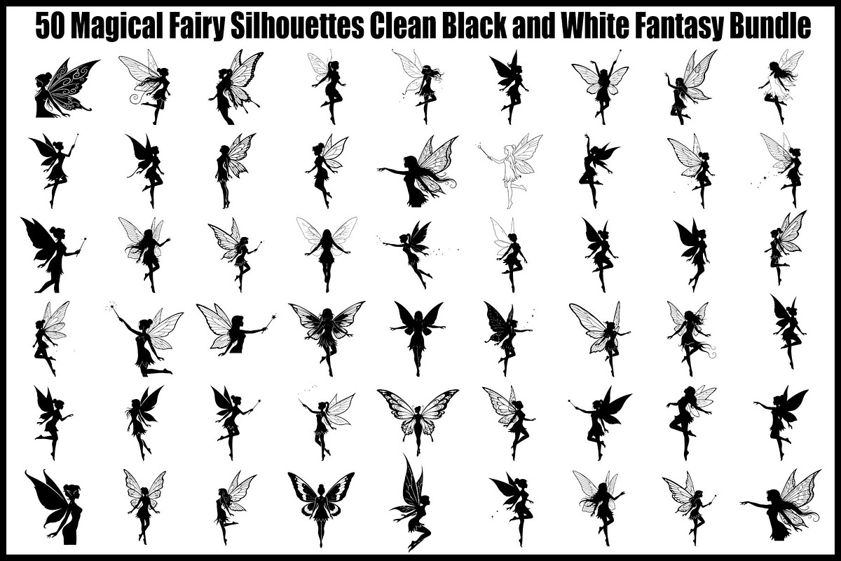 Magical Fairy Silhouette Bundle, an Illustration by jahid234 (Photo 1 of 51)