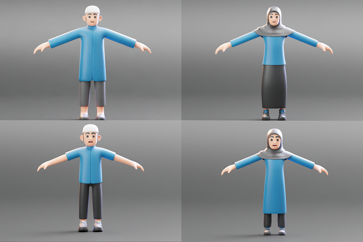 Muslim Family 3D Character, a Characters & Person 3D Model by Dudukbersama (Photo 1 of 5)