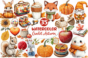 Watercolor Crochet Autumn Clipart, an Illustration by Dream Creation (Thumbnail 1 of 4)