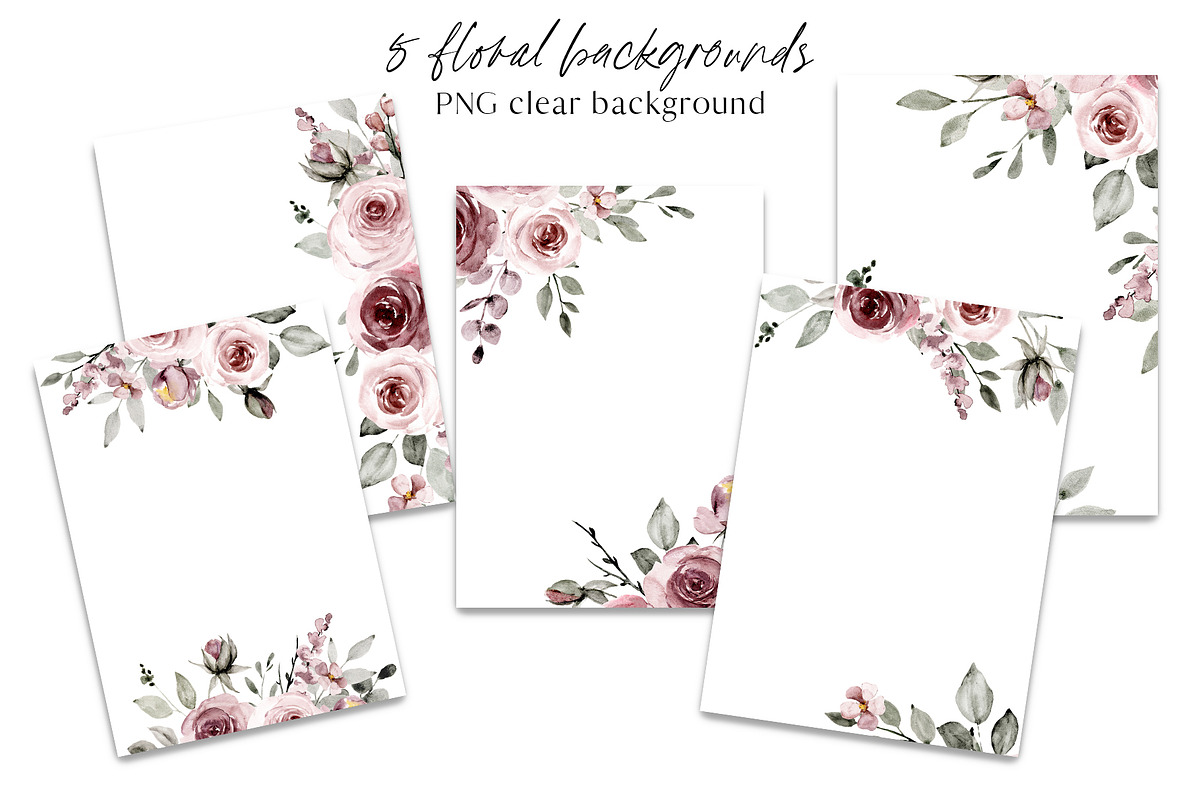 Dusty pink roses watercolor paint, an Illustration by Larisa Maslova (Photo 7 of 8)