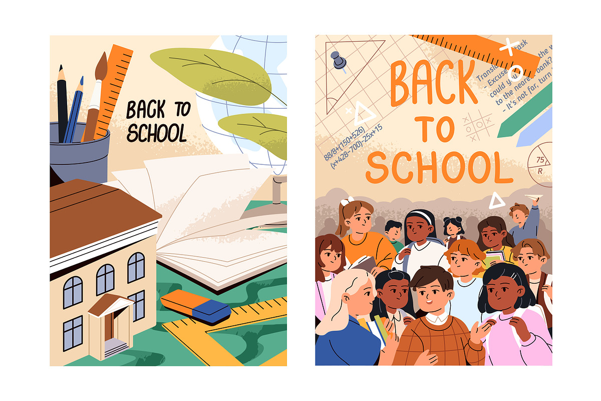 Back to school posters with books, an Education Illustration by PaperTrident (Photo 3 of 3)