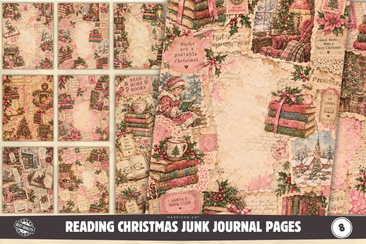 Reading Christmas Junk Journal Pages, a Background Graphic by Markicha Art (Photo 1 of 5)