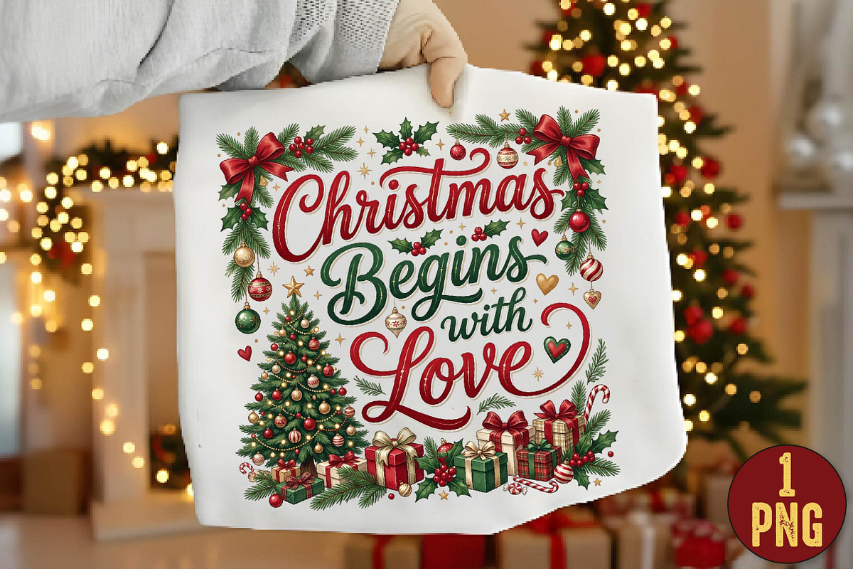 Christmas Begins With Love PNG, a Seasonal Illustration by DreamPrint404 (Photo 1 of 6)