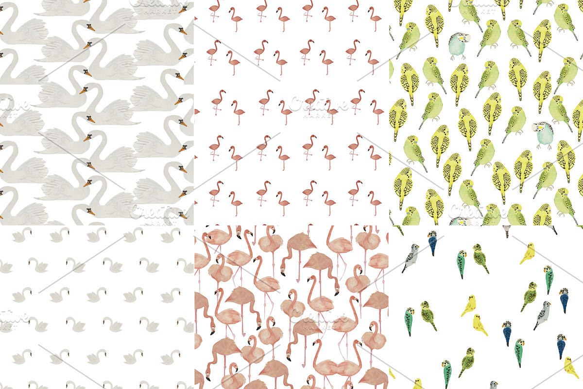 Watercolor Birds, a Pattern Graphic by Valeri Nick (Photo 2 of 6)