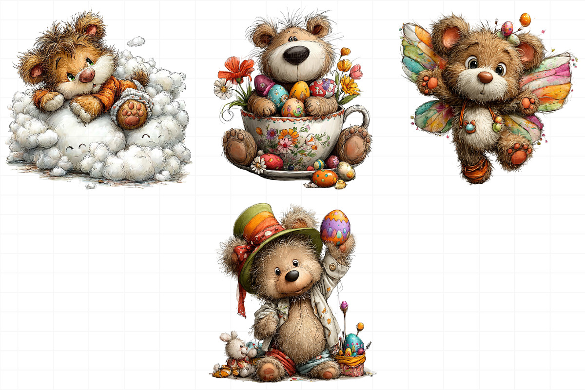 Whimsical Easter Teddy Bear Clipart, an Illustration by Daily.Designs (Photo 7 of 8)