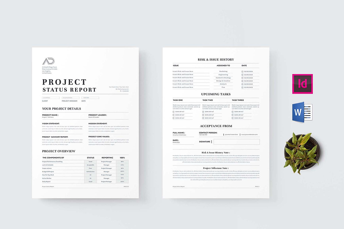 Project Status Report | Word & Indd, a Stationery Template by design_hut (Photo 1 of 6)