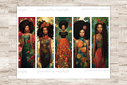 Floral Black Girls Bookmarks, a Person Illustration by GlamArtZhanna (Thumbnail 2 of 3)