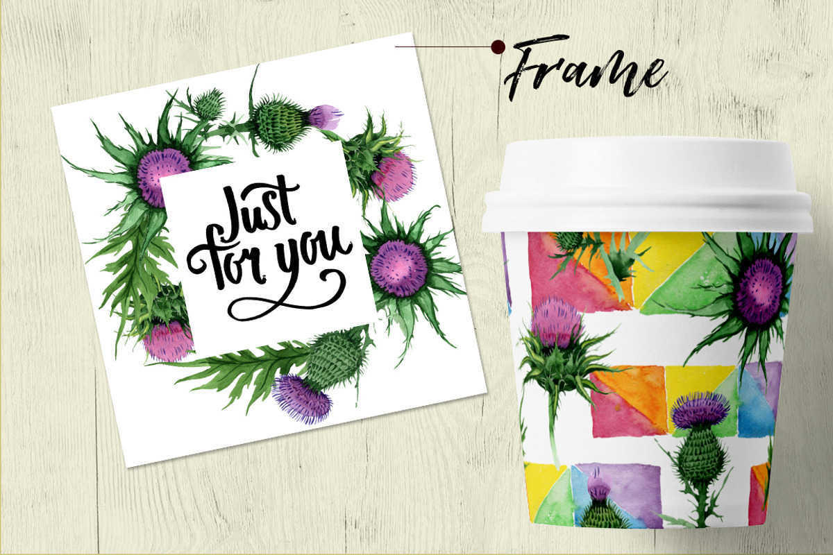 Thistle flowers PNG watercolor set, a Decorative Illustration by WatercolorPNG.com (Photo 6 of 7)