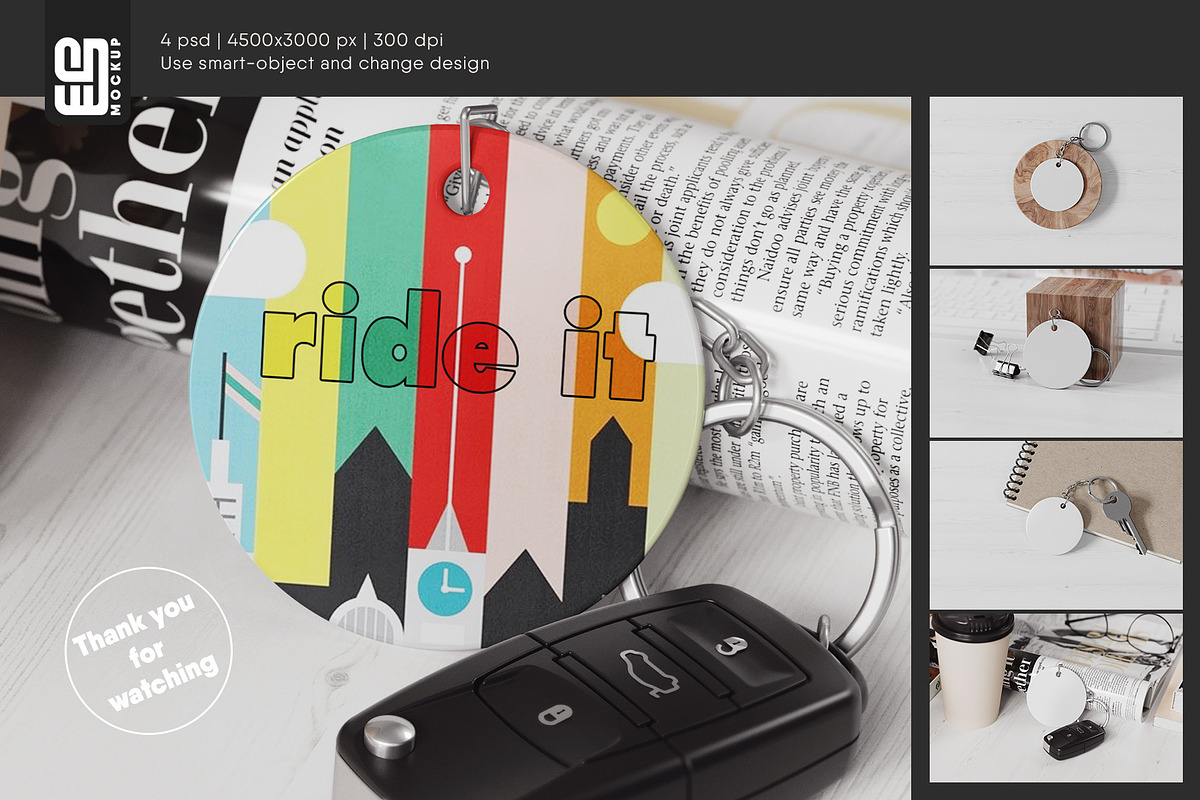 Round Plastic Keychain Mockup, a Product Mockup by SD Mockup