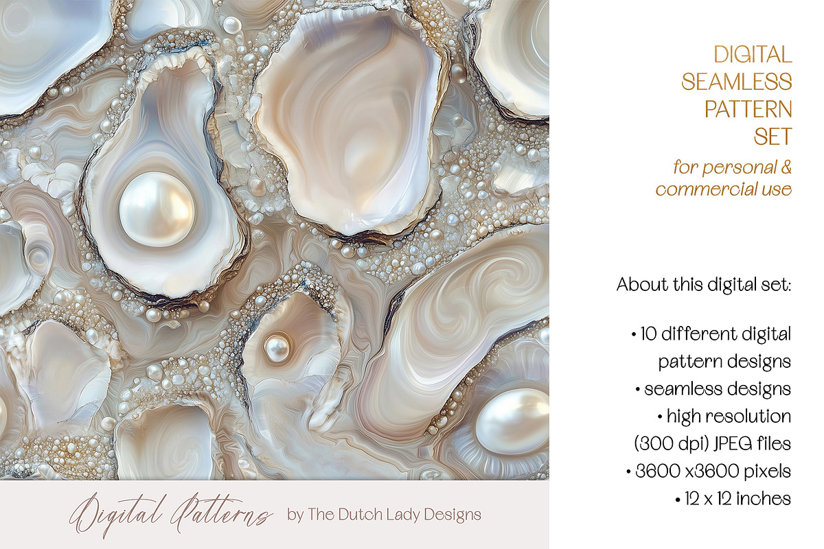 Shells, Pearls & Starfish Patterns, a Pattern Graphic by The Dutch Lady Designs (Photo 4 of 6)