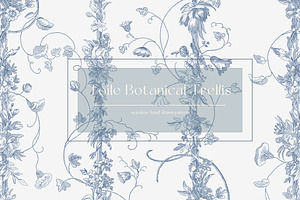 Toile Botanical Trellis Pattern, a Pattern Graphic by MouseGrey