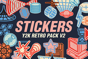 25 Y2K Stickers Retro Pack Vol.2, an Object Graphic by Graphicdome