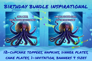 Custom art, Octopus birthday bundle