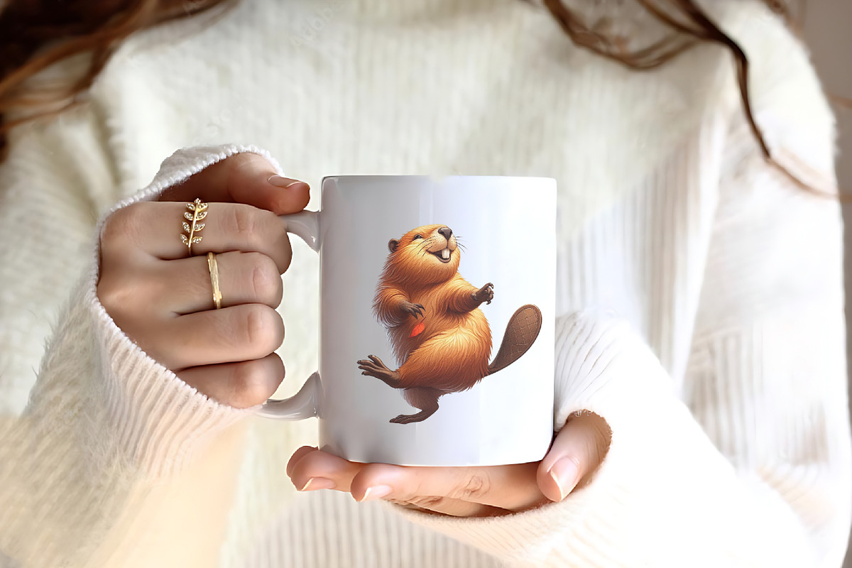 Watercolor Autumn Cute Beaver, an Illustration by CreationArt (Photo 4 of 9)