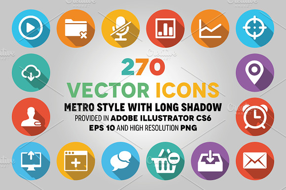 270 Vector Icons Flat Style