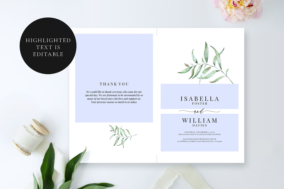 Folded Wedding Program Template, an Invitation Template by Alice Bluefox (Photo 7 of 9)