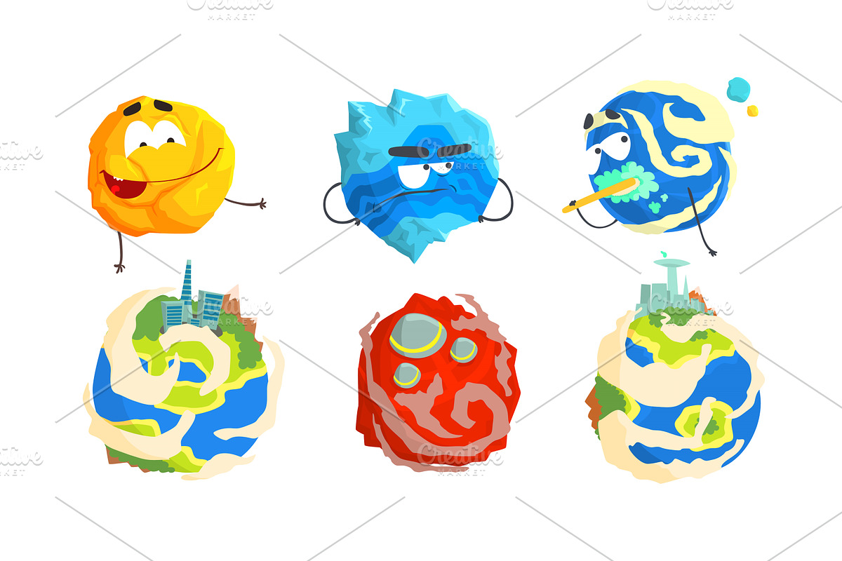 Fantastic Planets with Alien Life, an Illustration by TopVectors