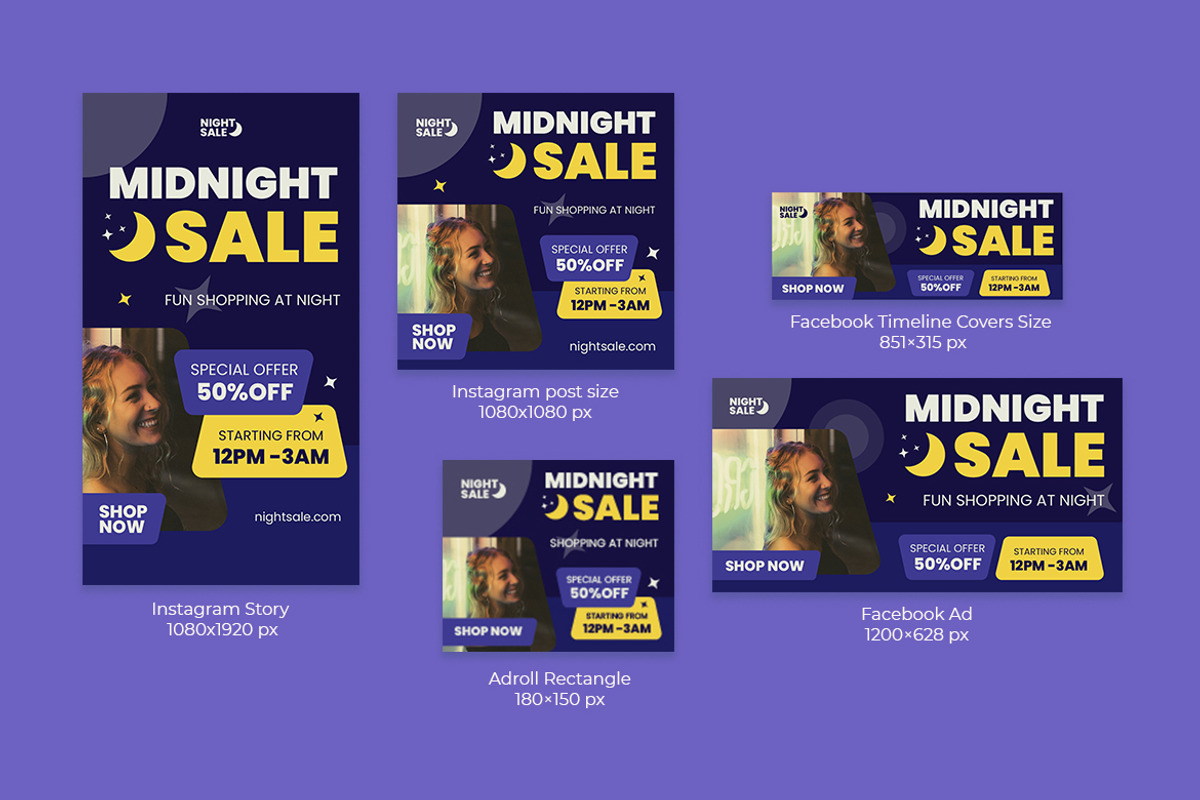Midnight Sale Google Ads Banner, a Marketing Template by kerismaker (Photo 3 of 4)