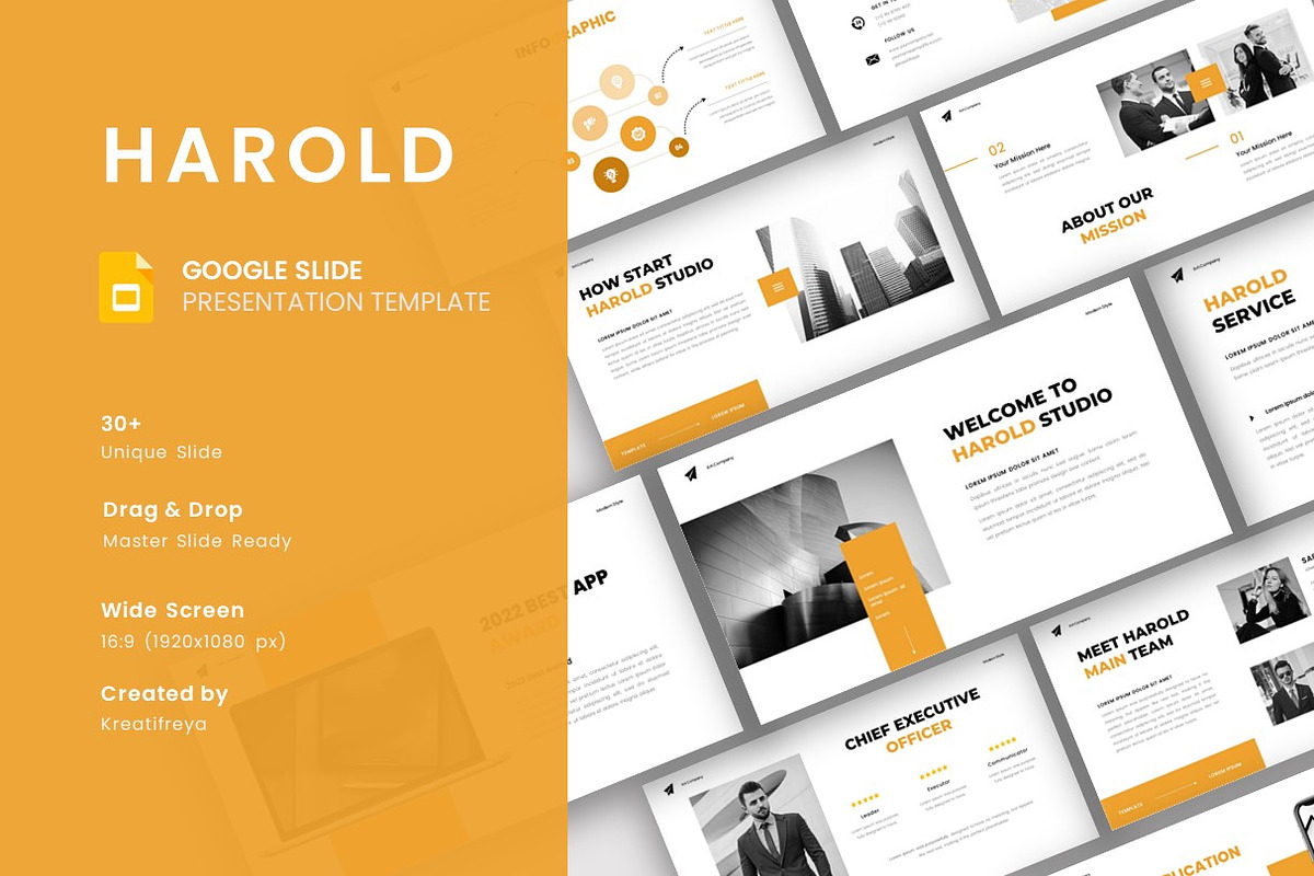 HAROLD - Google Slide Template, a Presentation Template by kreatifreya (Photo 1 of 5)