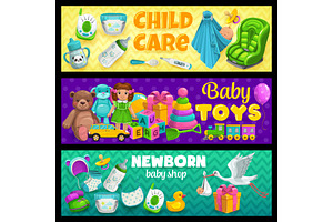 Child Care And Kid Toys Shop Banners