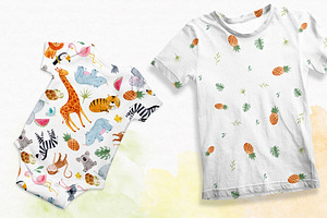 Watercolor Safari Animal Set