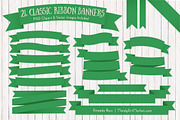 Green Ribbon Banner Clipart, an Illustration by Amanda Ilkov (Thumbnail 1 of 4)