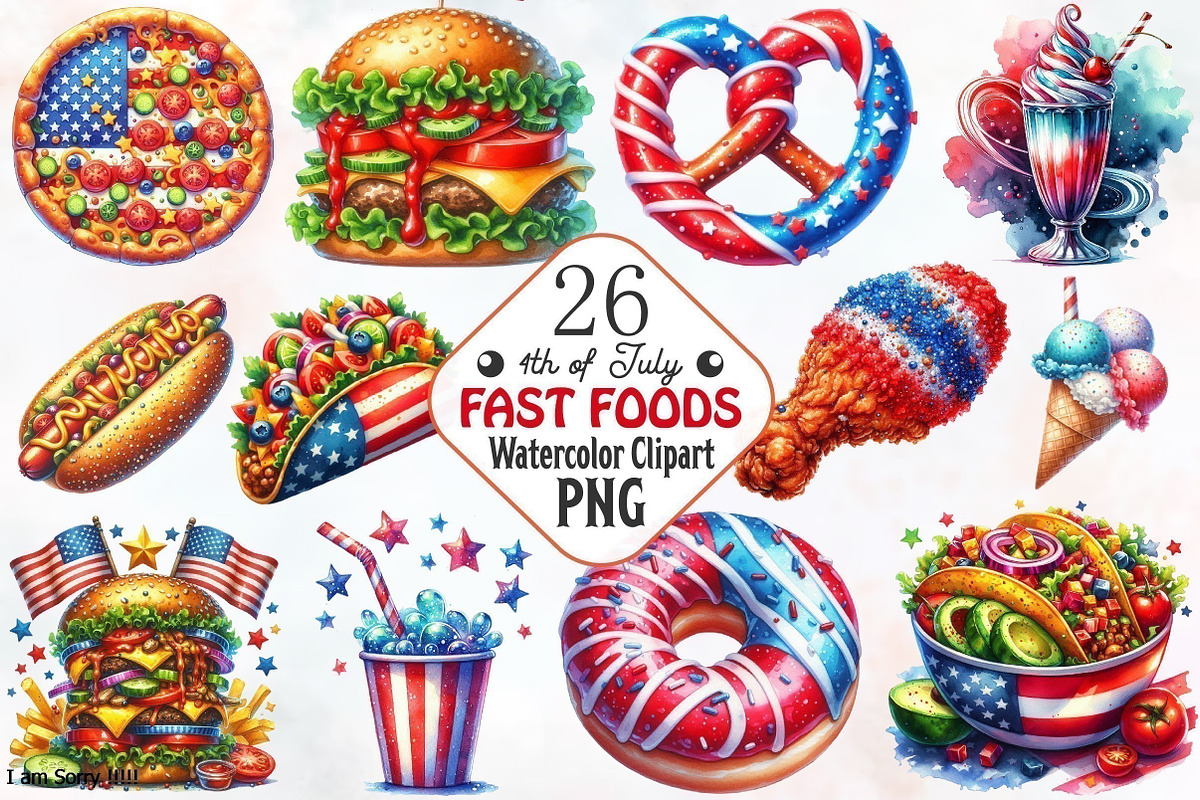 4th of July Fast Food Sublimation, an Illustration by RobertsArt (Photo 1 of 7)