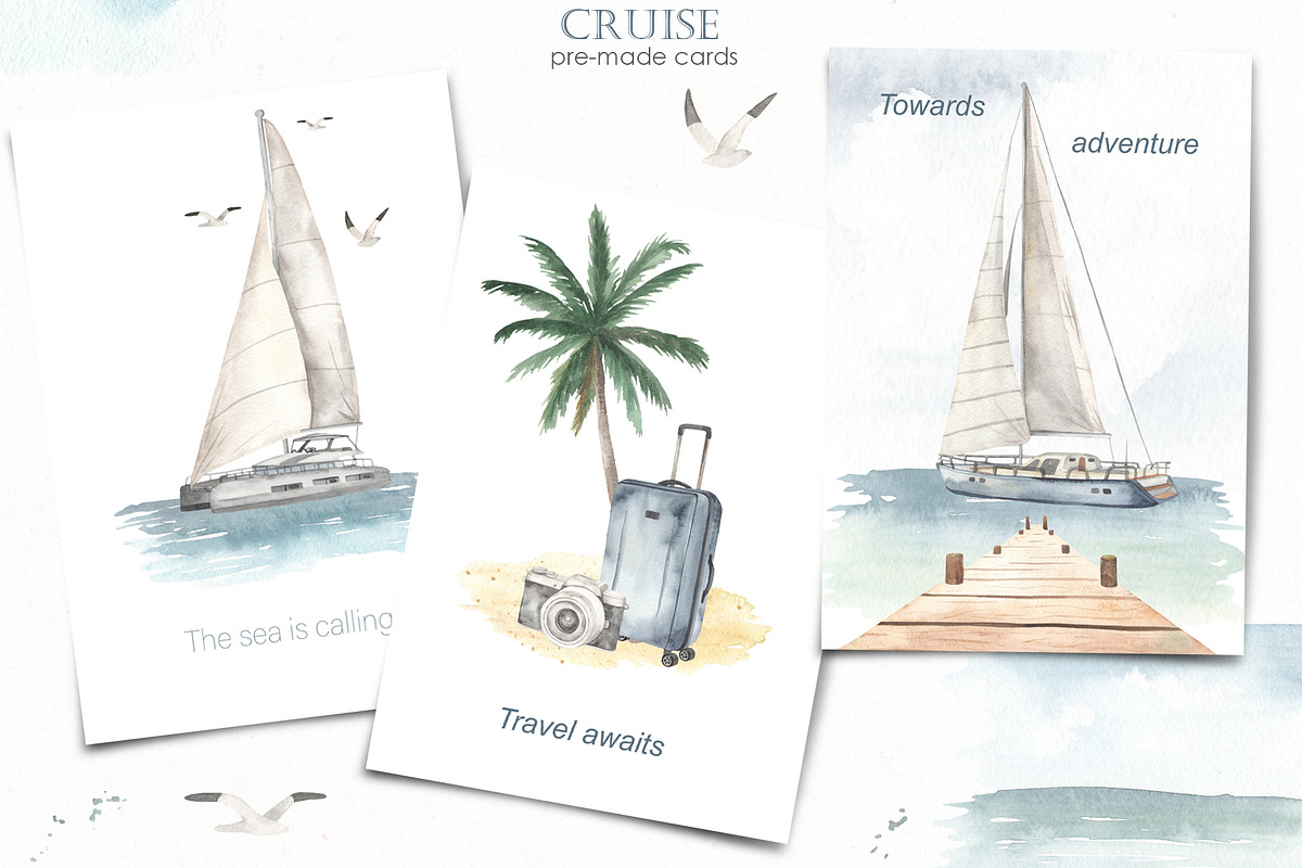 Nautical BUNDLE watercolor, a Transportation Illustration by Marina Ermakova (Photo 17 of 21)