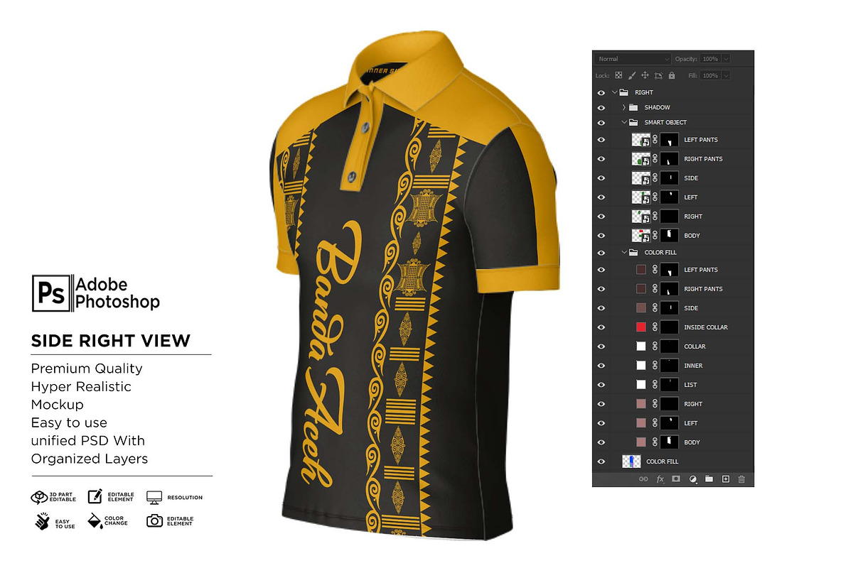 Polo T-Shirt Short Arm Mockup, a Shirt Mockup by Nanggroe Scripting (Photo 7 of 9)