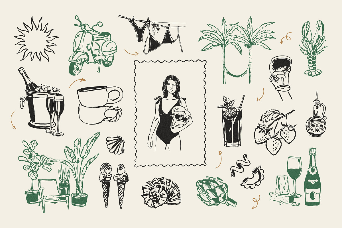 La Dolce Vita Illustrations, an Object Graphic by iStar Design (Photo 7 of 14)