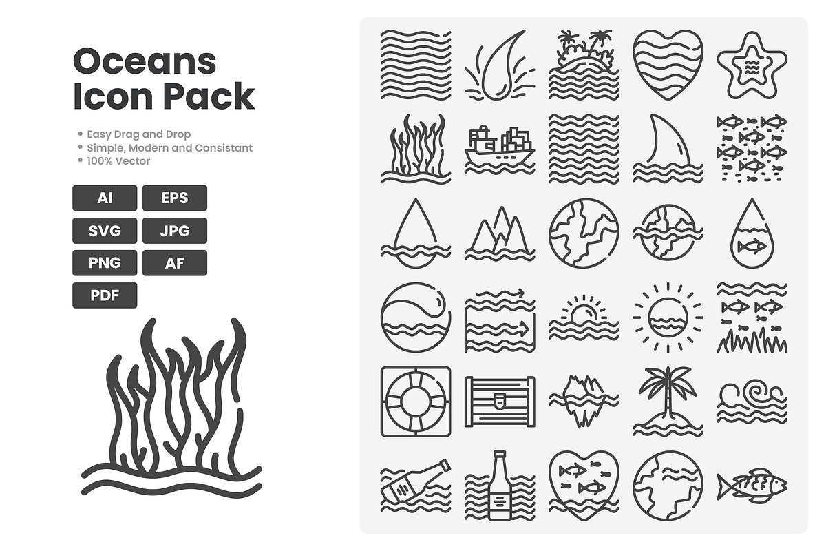 Ocean Outline Icon pack, an Outline Icon by erifqizeicon (Photo 2 of 3)