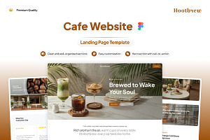 Hootbrew - Cafe Website Landing Page, a Landing Page Template by Font Kingdom