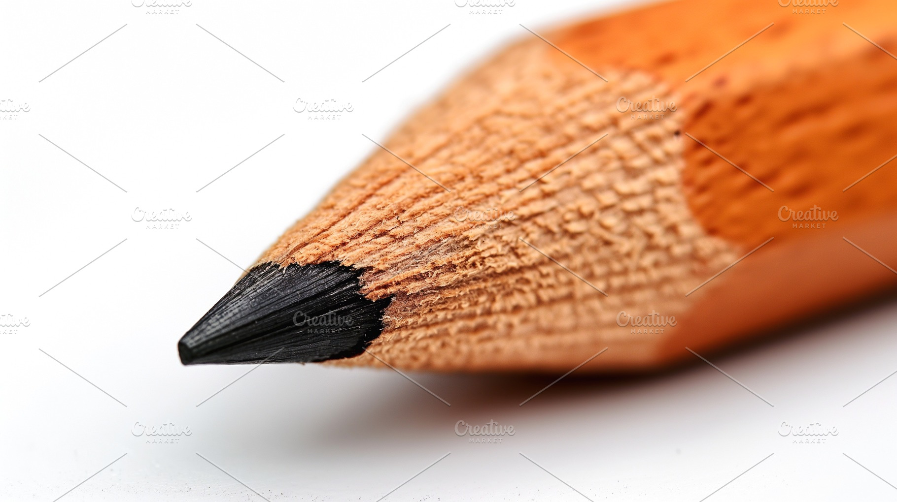 Close-up of a sharpened wooden pencil tip against a clean white background., a Background Photo by ImageMir