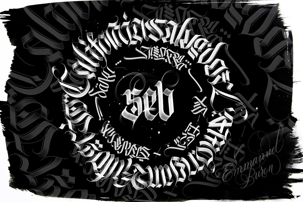 Blackletter Brush for Procreate, a Brush Add-On by Emmanuel Buron (Photo 3 of 8)