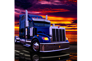 Template art, Semi Truck, a Poster Template by Boho Pixel Dust (Thumbnail 1 of 6)