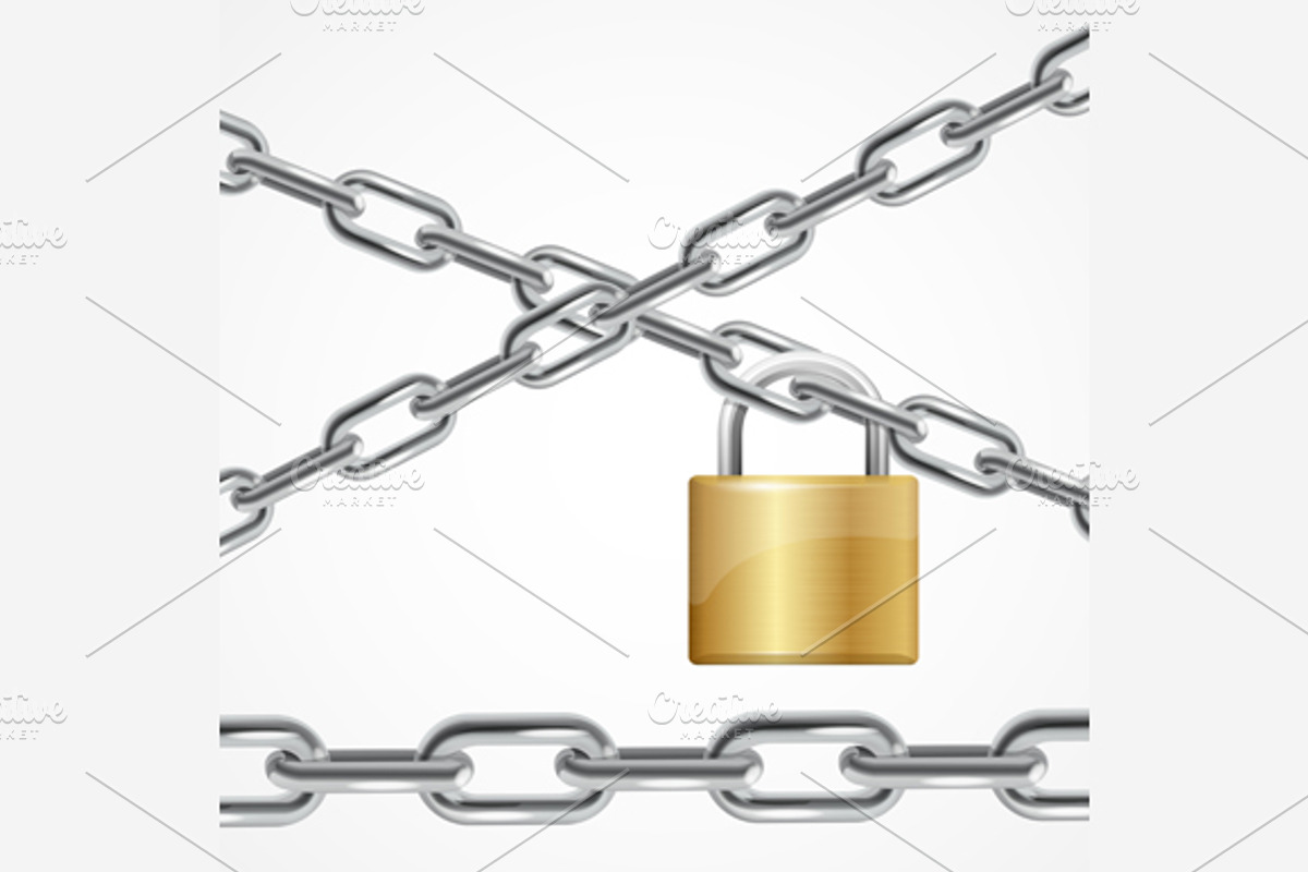Chain Metal and Lock. Vector, an Illustration by Vector and Templates
