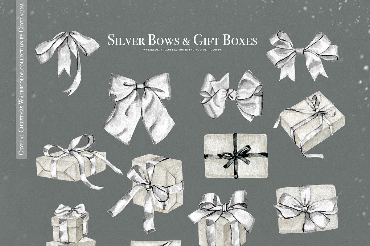 Crystal Christmas watercolor set, a Decorative Illustration by CrystalinaShop (Photo 11 of 18)