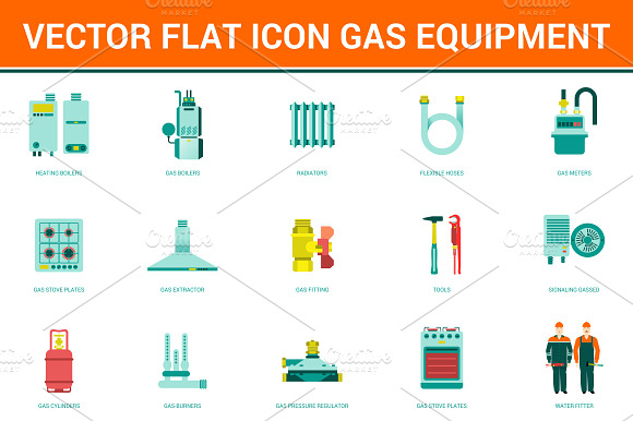 Vector Flat Icon Gas Equipment