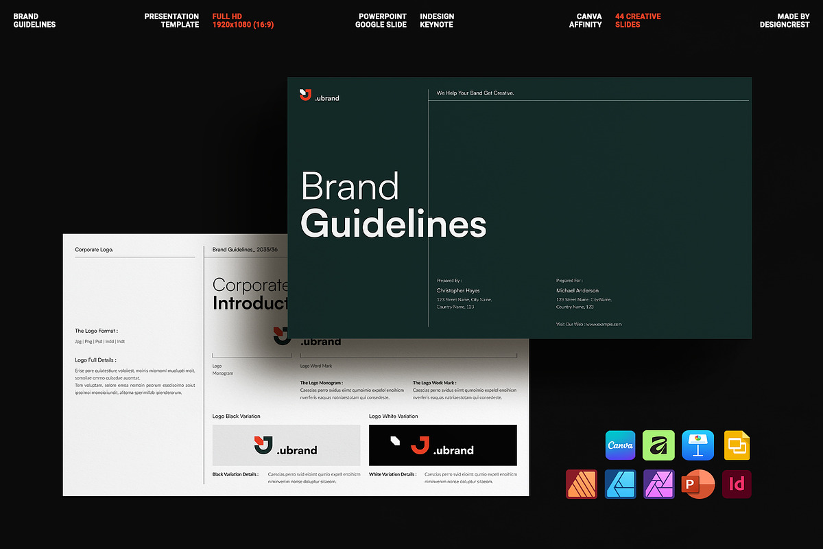 Brand Guidelines Presentation Layout, a Presentation Template by DesignCrest (Photo 1 of 21)